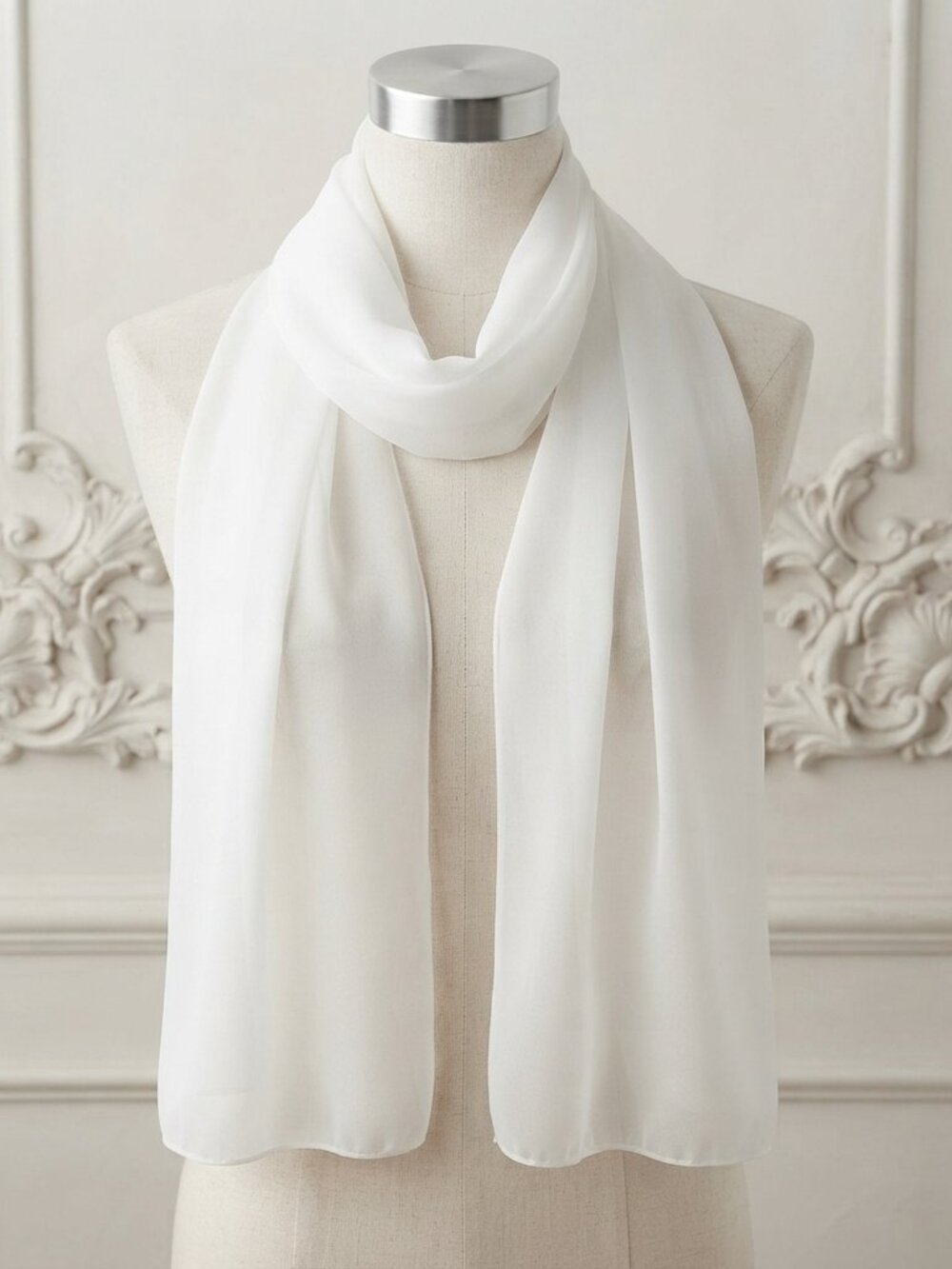 Chiffon Shawl Wrap Elegant White Sheer Scarf for Evening Dresses Wedding Bridal